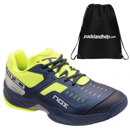 Koop Nox AT10 blauwe en fluor gele schoenen - Padel And Help