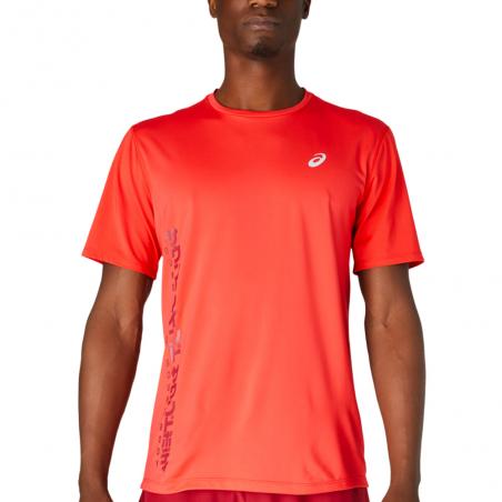 Camiseta Asics Run SS Top Electric roja Burgundy