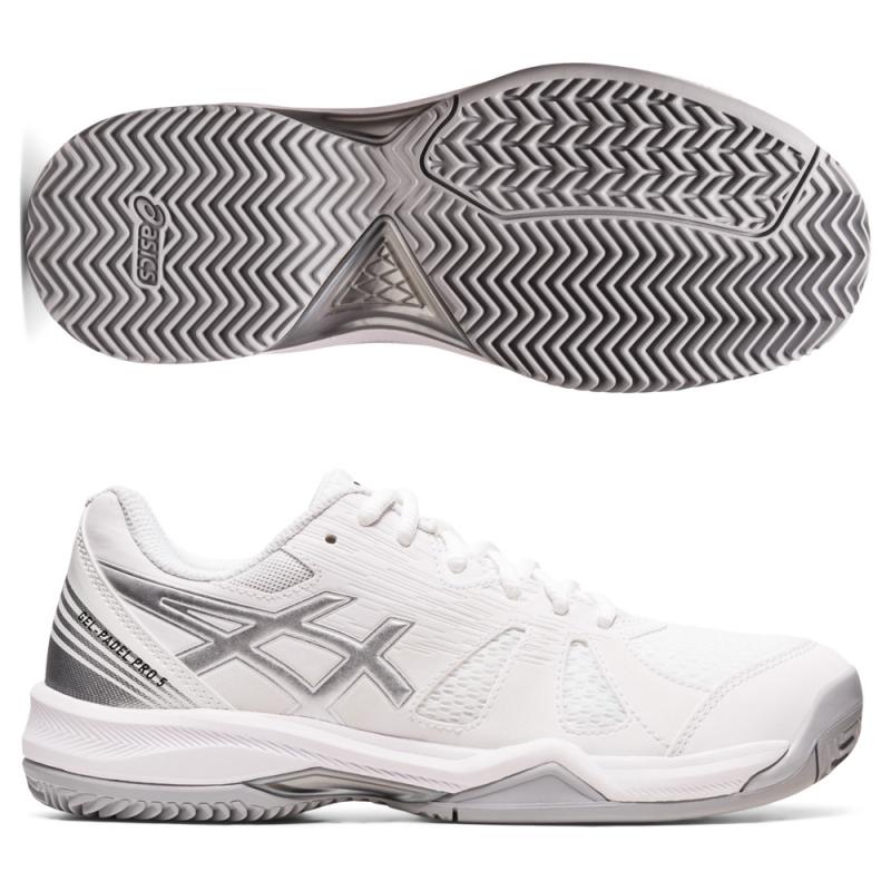 Buy Asics Gel Padel Pro 5 shoes white pure silver Padel And Help