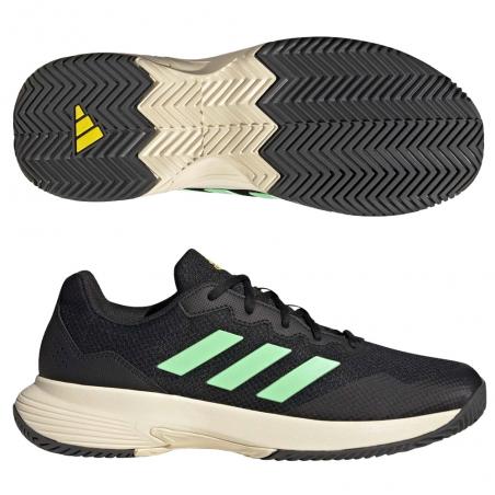 Comprar zapatillas Adidas GameCourt 2 M core negro verde amarillo 2022 - Padel And Help