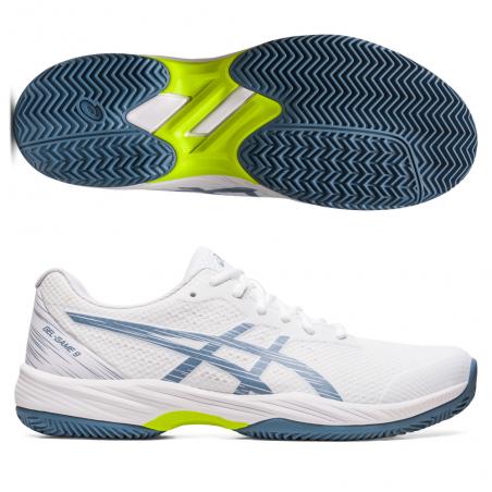 Buy Asics Gel Game 9 Clay white steel blue shoes - Padel And Help Buy Asics Gel Game 9 Clay white steel blue shoes - Padel And Help